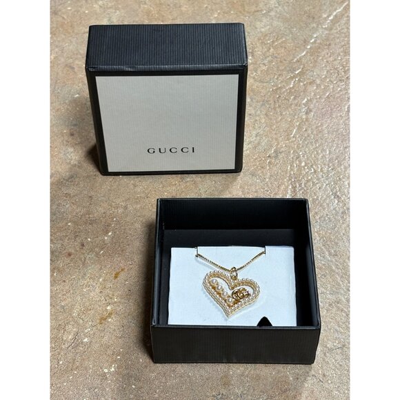 Authentic Box & Gucci Pendant Necklace Upcycled Unbranded 16" Gold Plated Chain - Picture 2 of 11